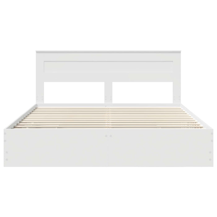 Cadru de pat cu sertar Alb 200 x 200 cm Lemn Ingineresc - WALTI WALTI
