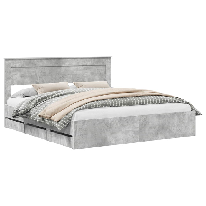 Cadru de pat Gri din beton 200 x 200 cm Lemn Ingineresc - WALTI WALTI
