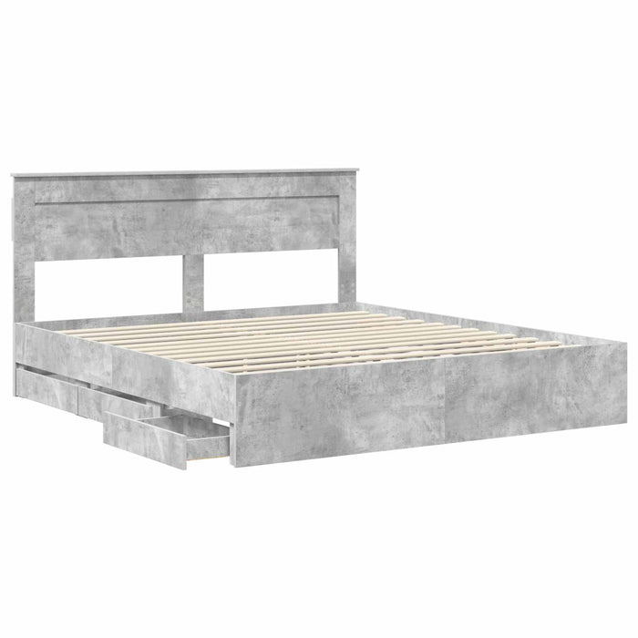 Cadru de pat Gri din beton 200 x 200 cm Lemn Ingineresc - WALTI WALTI