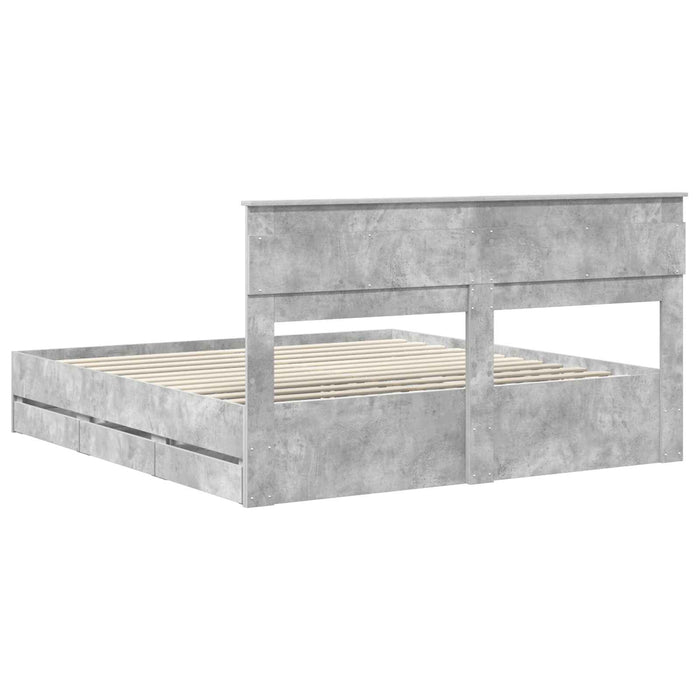 Cadru de pat Gri din beton 200 x 200 cm Lemn Ingineresc - WALTI WALTI