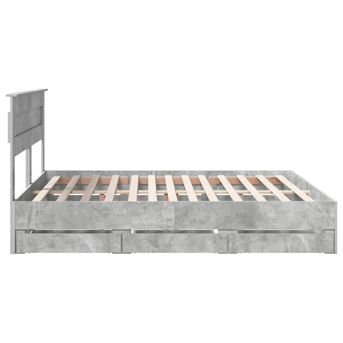 Cadru de pat Gri din beton 200 x 200 cm Lemn Ingineresc - WALTI WALTI