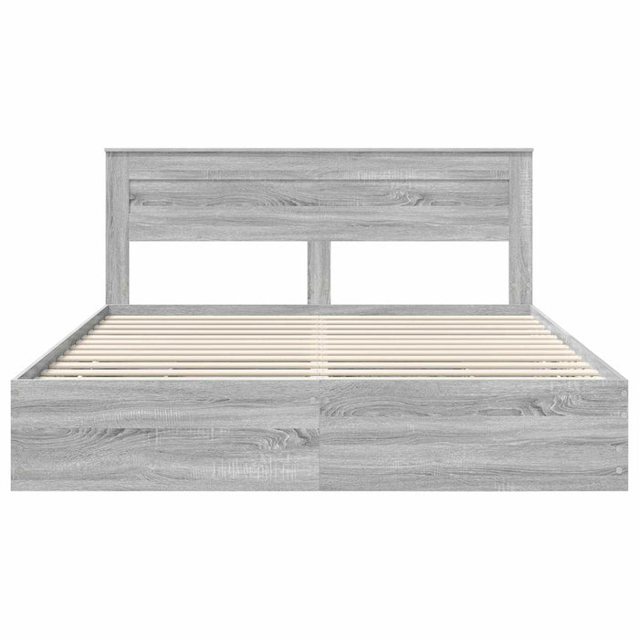 Cadru de pat cu sertar Gri Sonoma 200 x 200 cm Lemn Ingineresc - WALTI WALTI