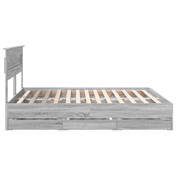 Cadru de pat cu sertar Gri Sonoma 200 x 200 cm Lemn Ingineresc - WALTI WALTI