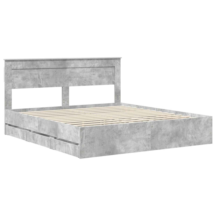 Cadru de pat Gri din beton 180 x 200 cm Lemn Ingineresc - WALTI WALTI
