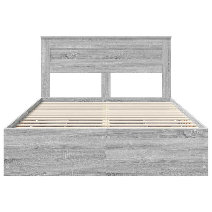 Cadru de pat cu sertar Gri Sonoma 160 x 200 cm Lemn Ingineresc - WALTI WALTI
