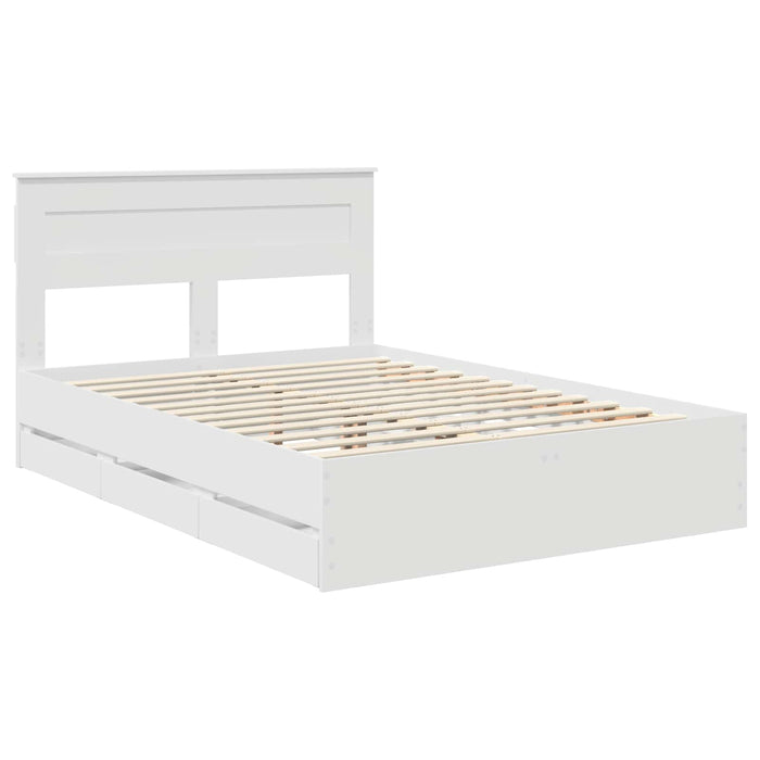 Cadru de pat cu sertar Alb 150 x 200 cm Lemn Ingineresc WALTI