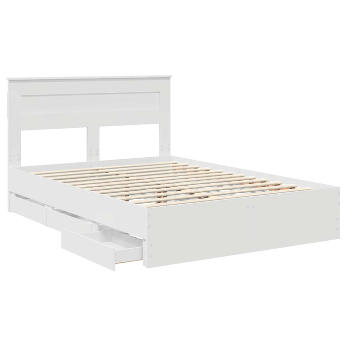 Cadru de pat cu sertar Alb 150 x 200 cm Lemn Ingineresc WALTI