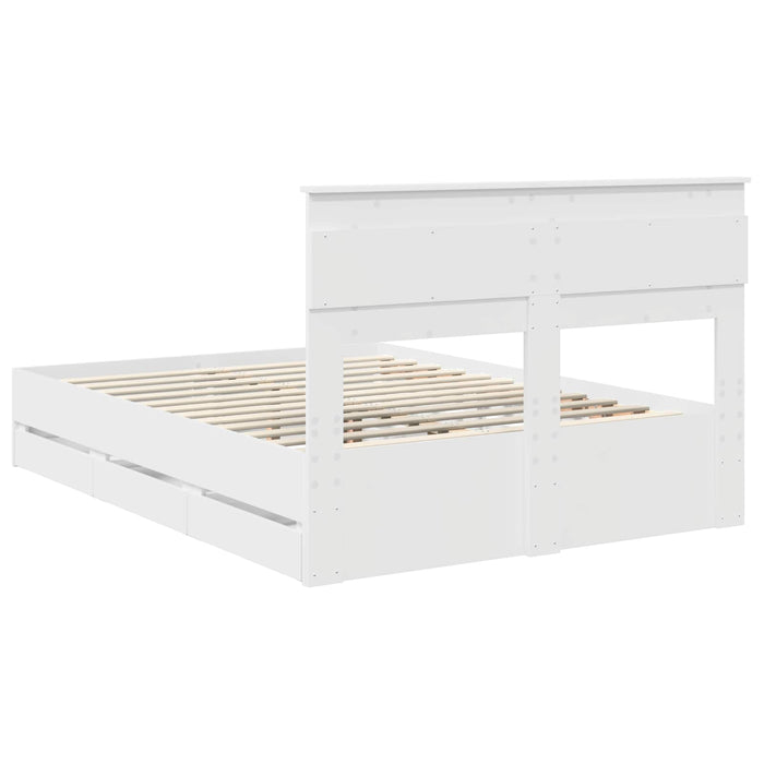 Cadru de pat cu sertar Alb 150 x 200 cm Lemn Ingineresc WALTI