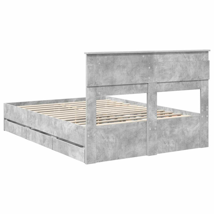Cadru de pat Gri din beton 150 x 200 cm Lemn Ingineresc - WALTI WALTI