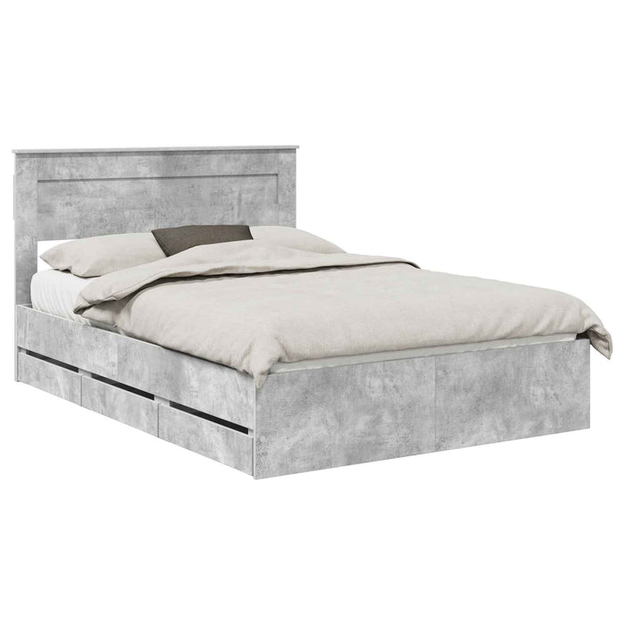 Cadru de pat Gri din beton 140 x 190 cm Lemn Ingineresc - WALTI WALTI