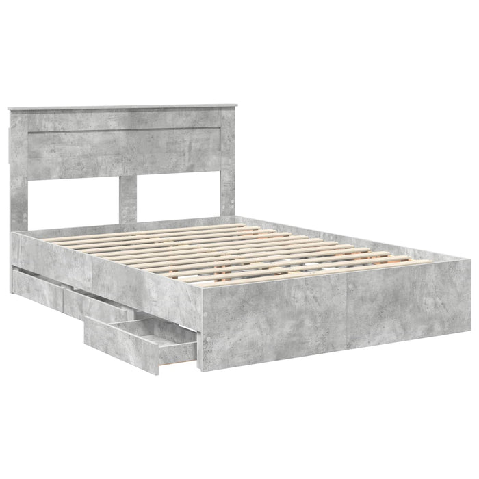 Cadru de pat Gri din beton 140 x 190 cm Lemn Ingineresc - WALTI WALTI