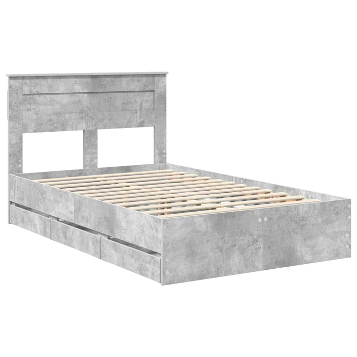 Cadru de pat Gri din beton 135 x 190 cm Lemn Ingineresc - WALTI WALTI