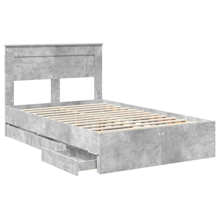 Cadru de pat Gri din beton 135 x 190 cm Lemn Ingineresc - WALTI WALTI