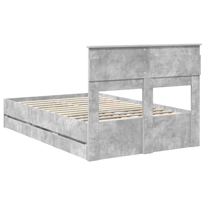 Cadru de pat Gri din beton 135 x 190 cm Lemn Ingineresc - WALTI WALTI
