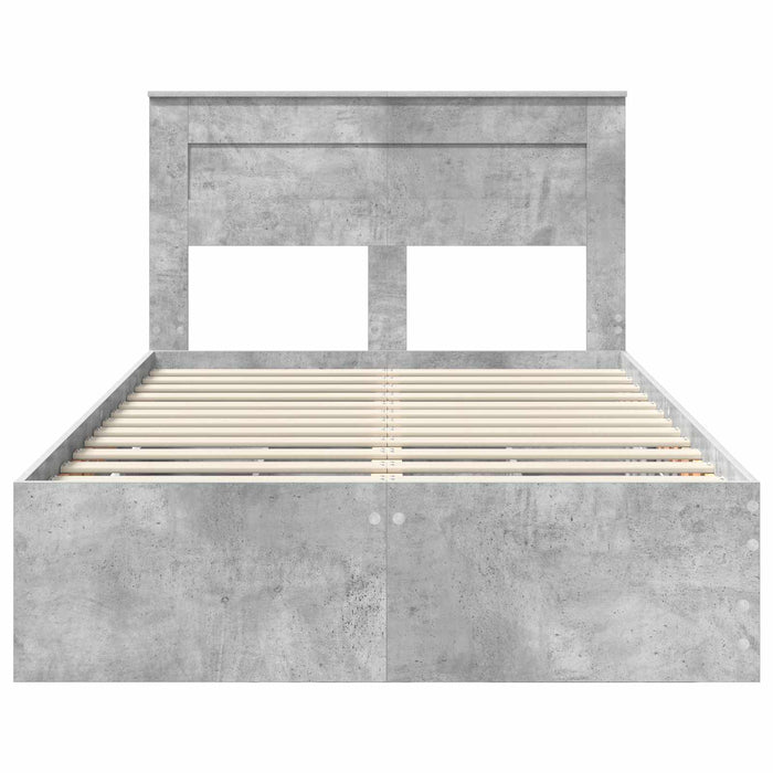 Cadru de pat Gri din beton 135 x 190 cm Lemn Ingineresc - WALTI WALTI
