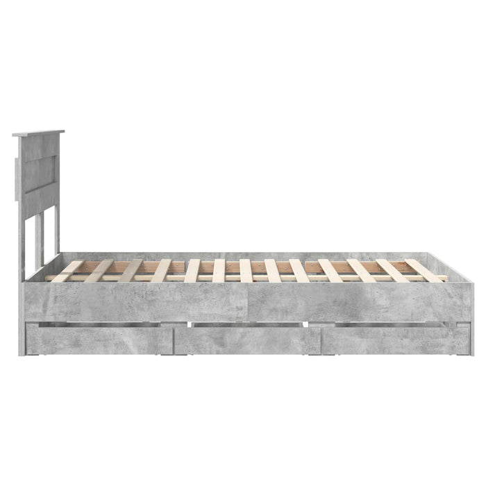 Cadru de pat Gri din beton 135 x 190 cm Lemn Ingineresc - WALTI WALTI