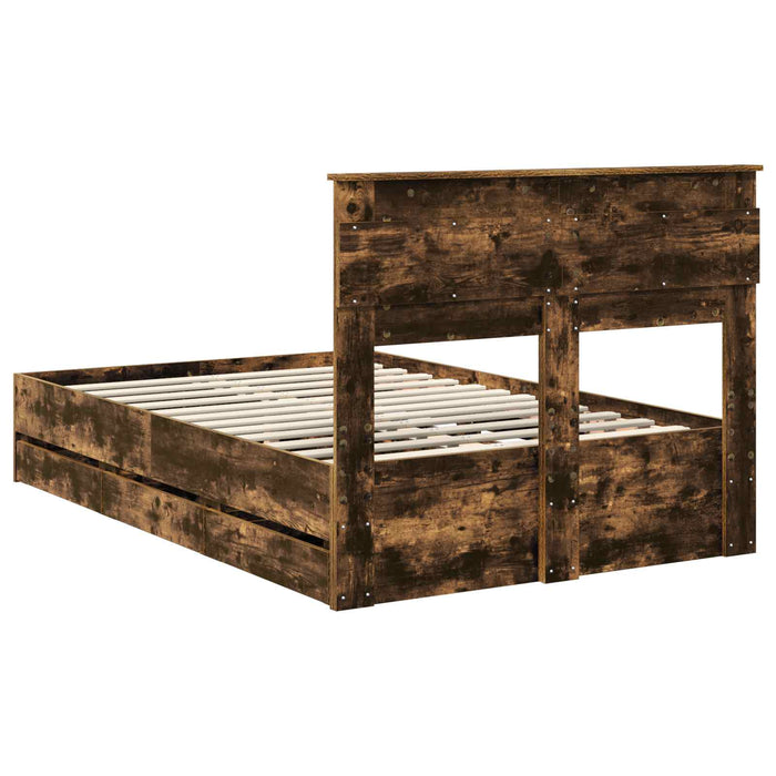 Cadru de pat Stejar fumuriu 135 x 190 cm Lemn Ingineresc - WALTI WALTI