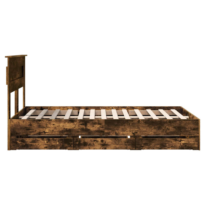 Cadru de pat Stejar fumuriu 135 x 190 cm Lemn Ingineresc - WALTI WALTI