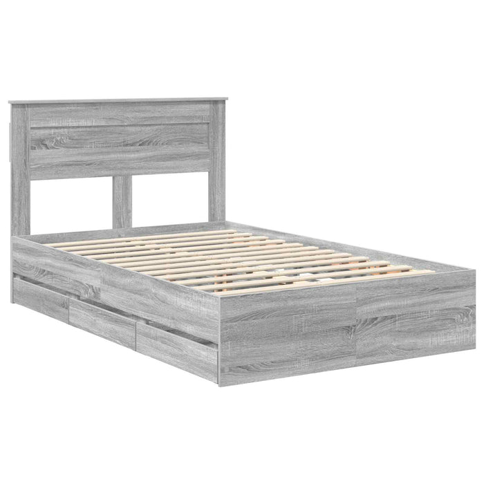 Cadru de pat cu sertar Gri Sonoma 120 x 190 cm Lemn Ingineresc - WALTI WALTI