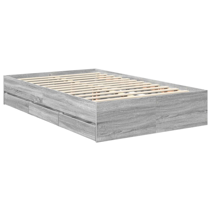 Cadru de pat cu sertar Gri Sonoma 120 x 190 cm Lemn Ingineresc - WALTI WALTI