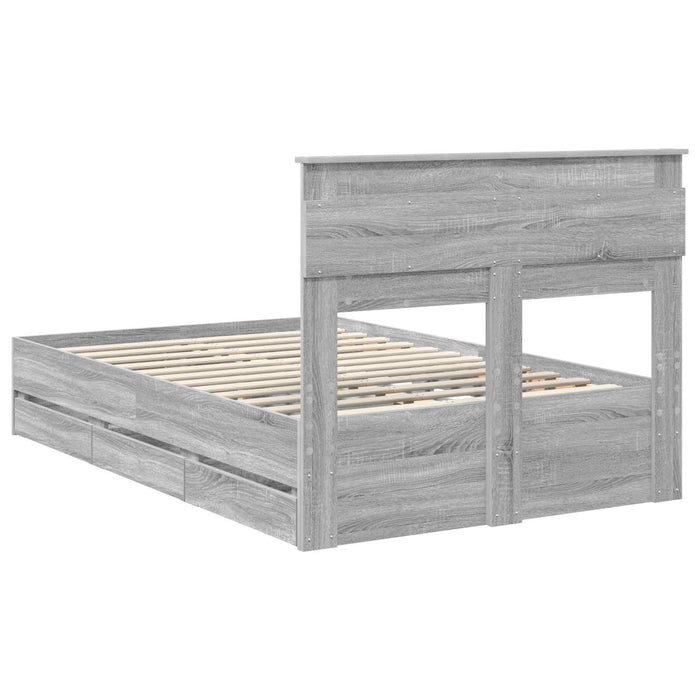 Cadru de pat cu sertar Gri Sonoma 120 x 190 cm Lemn Ingineresc - WALTI WALTI