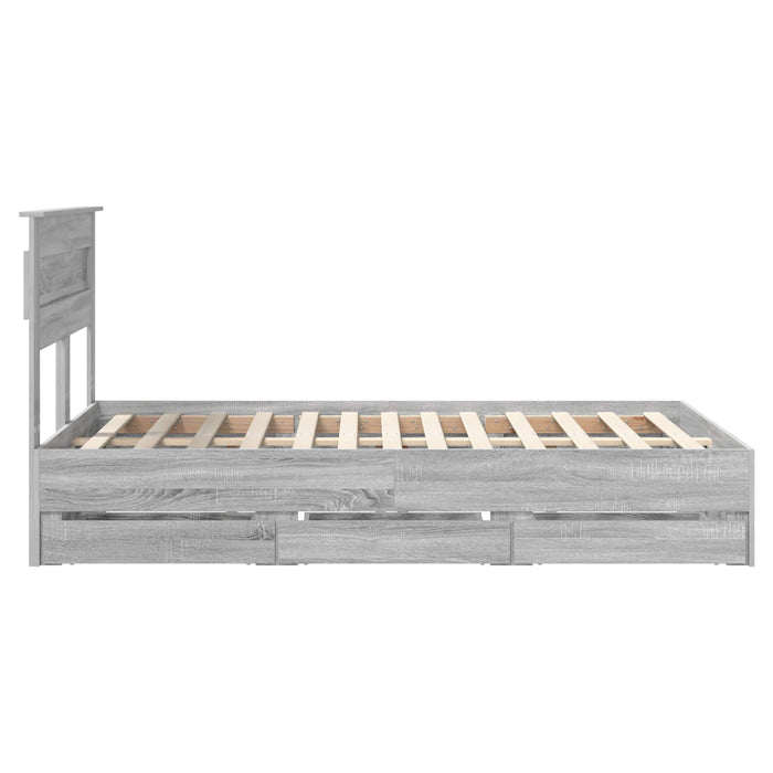 Cadru de pat cu sertar Gri Sonoma 120 x 190 cm Lemn Ingineresc - WALTI WALTI