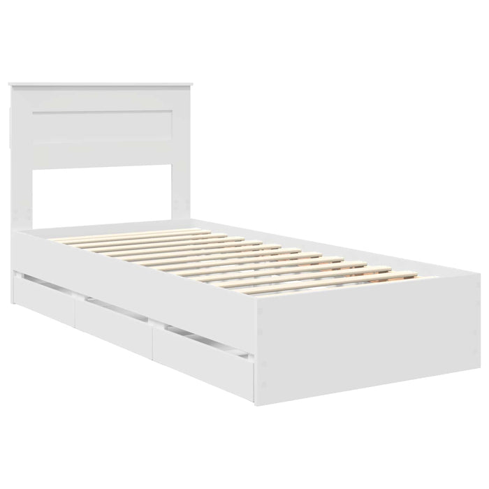 Cadru de pat cu sertar Alb 100 x 200 cm Lemn Ingineresc - WALTI WALTI