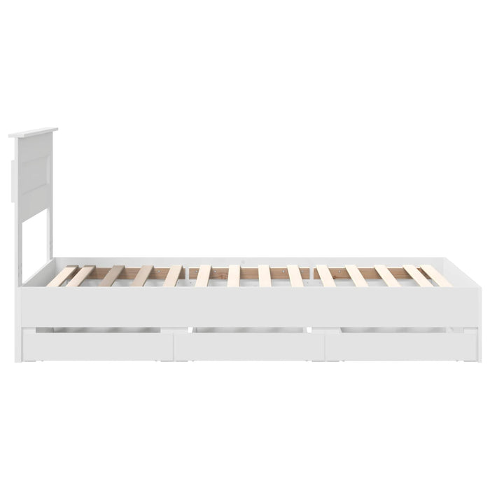 Cadru de pat cu sertar Alb 100 x 200 cm Lemn Ingineresc - WALTI WALTI
