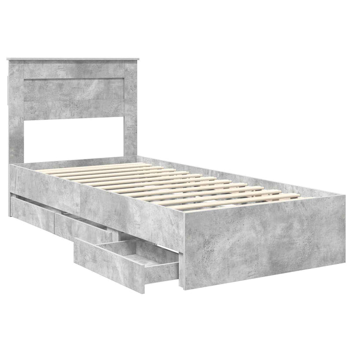 Cadru de pat Gri din beton 90 x 190 cm Lemn Ingineresc - WALTI WALTI