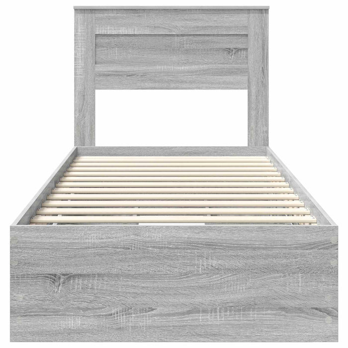Cadru de pat cu sertar Gri Sonoma 90 x 190 cm Lemn Ingineresc - WALTI WALTI