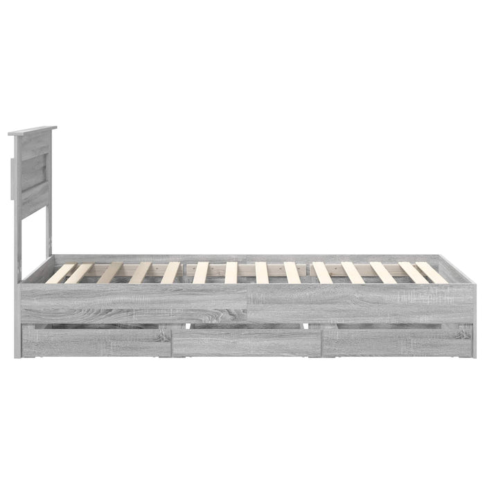 Cadru de pat cu sertar Gri Sonoma 90 x 190 cm Lemn Ingineresc - WALTI WALTI