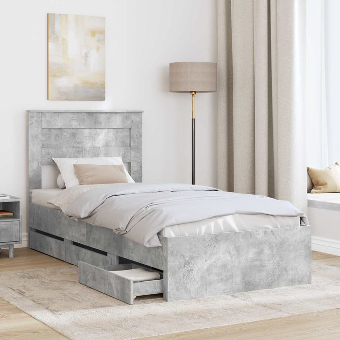 Cadru de pat Gri din beton 90 x 200 cm Lemn Ingineresc - WALTI WALTI