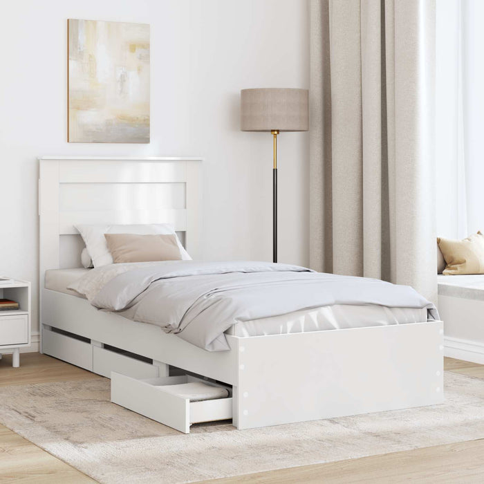 Cadru de pat cu sertar Alb 75 x 190 cm Lemn Ingineresc - WALTI WALTI