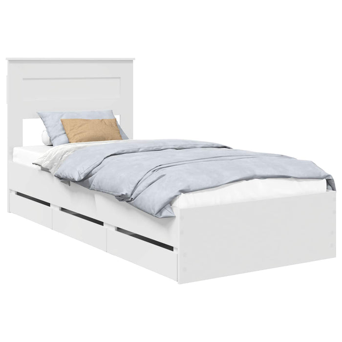 Cadru de pat cu sertar Alb 75 x 190 cm Lemn Ingineresc - WALTI WALTI