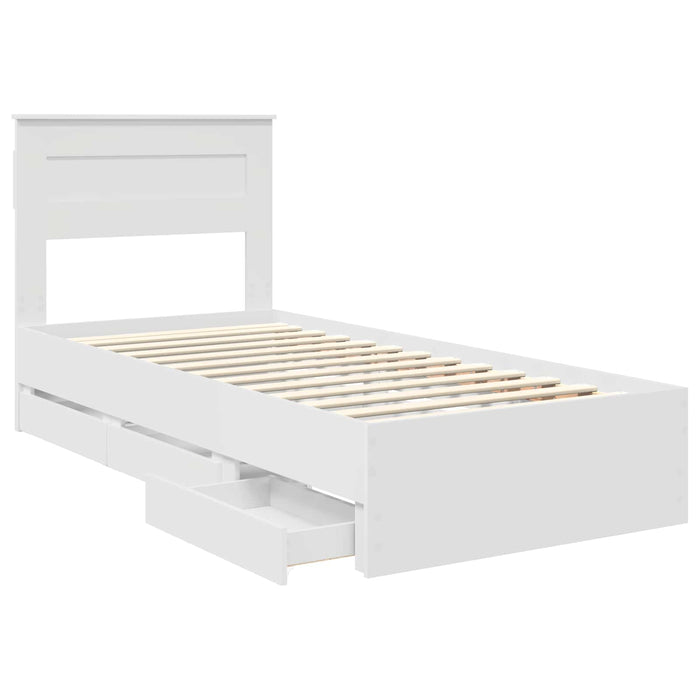 Cadru de pat cu sertar Alb 75 x 190 cm Lemn Ingineresc - WALTI WALTI