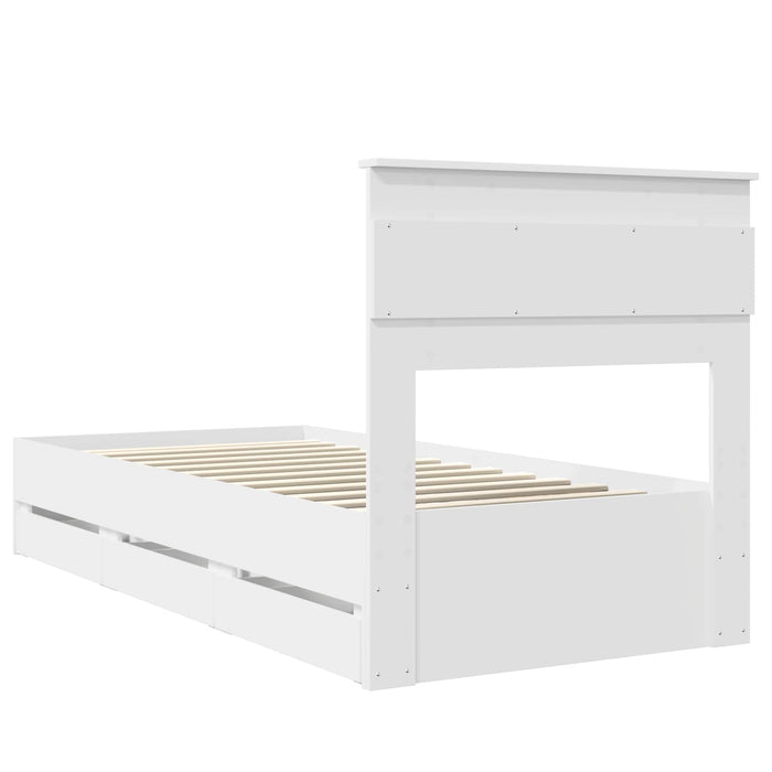 Cadru de pat cu sertar Alb 75 x 190 cm Lemn Ingineresc - WALTI WALTI