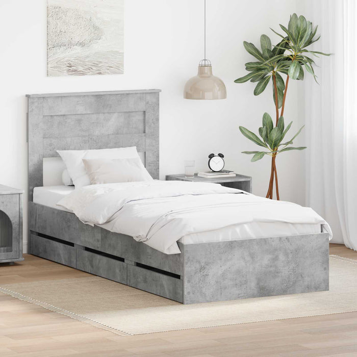 Cadru de pat Gri din beton 75 x 190 cm Lemn Ingineresc - WALTI WALTI