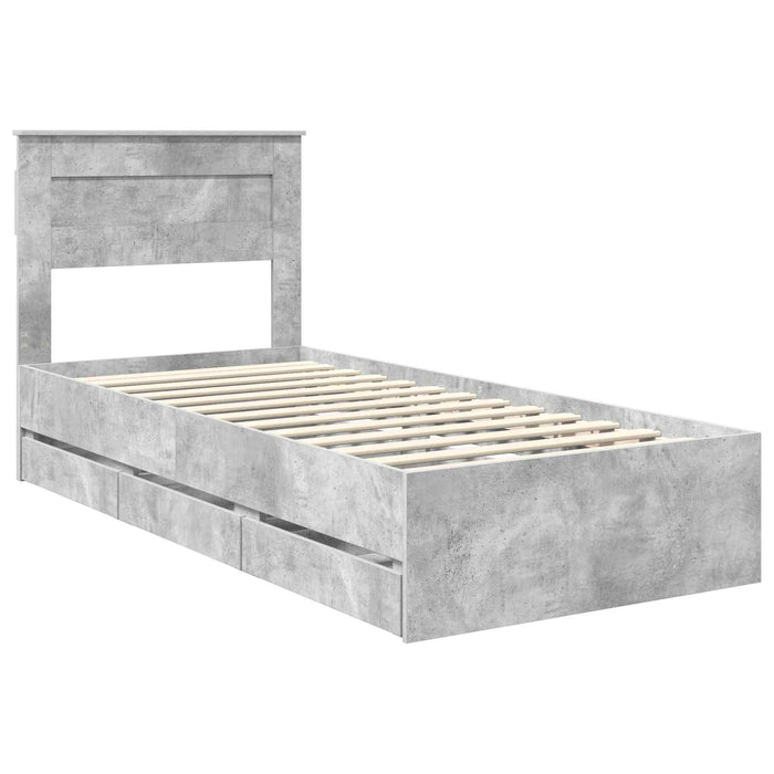 Cadru de pat Gri din beton 75 x 190 cm Lemn Ingineresc - WALTI WALTI