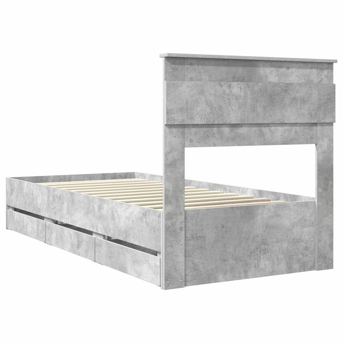 Cadru de pat Gri din beton 75 x 190 cm Lemn Ingineresc - WALTI WALTI