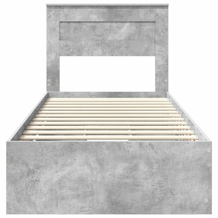 Cadru de pat Gri din beton 75 x 190 cm Lemn Ingineresc - WALTI WALTI