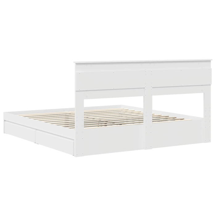 Pat cu storage cu headboard Alb 200 x 200 cm Lemn compozit WALTI