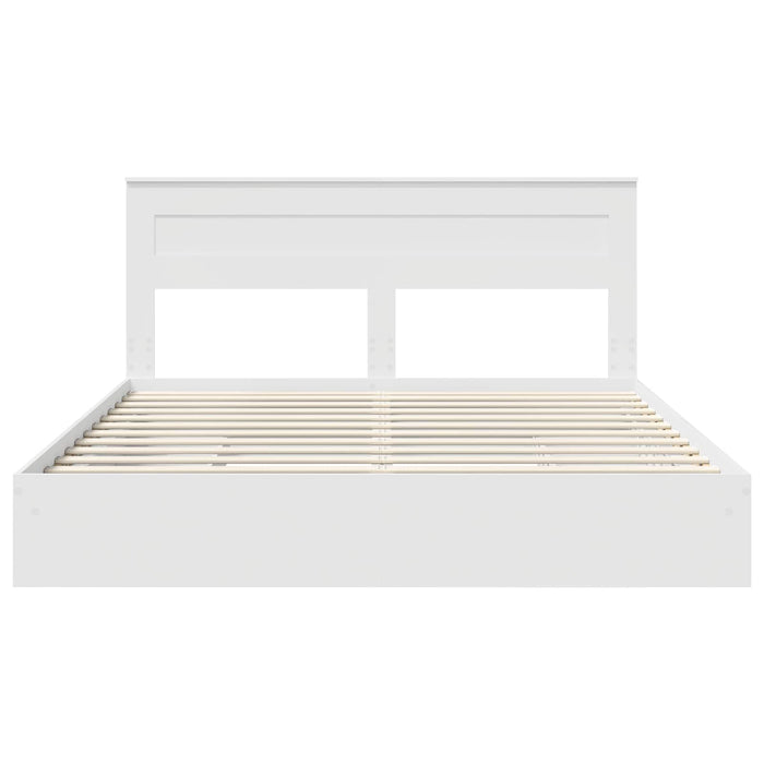Pat cu storage cu headboard Alb 200 x 200 cm Lemn compozit WALTI