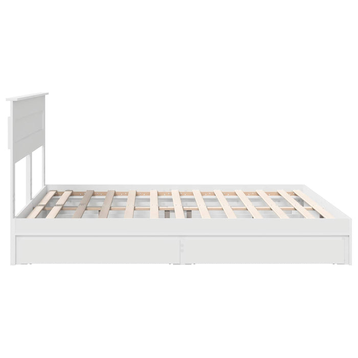 Pat cu storage cu headboard Alb 200 x 200 cm Lemn compozit WALTI