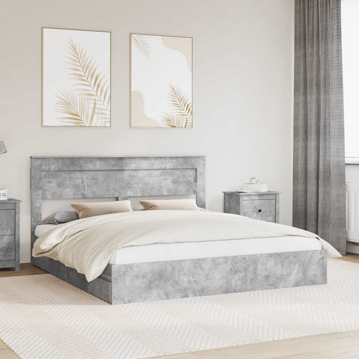 Pat cu storage Gri din beton 200 x 200 cm Lemn compozit - WALTI WALTI
