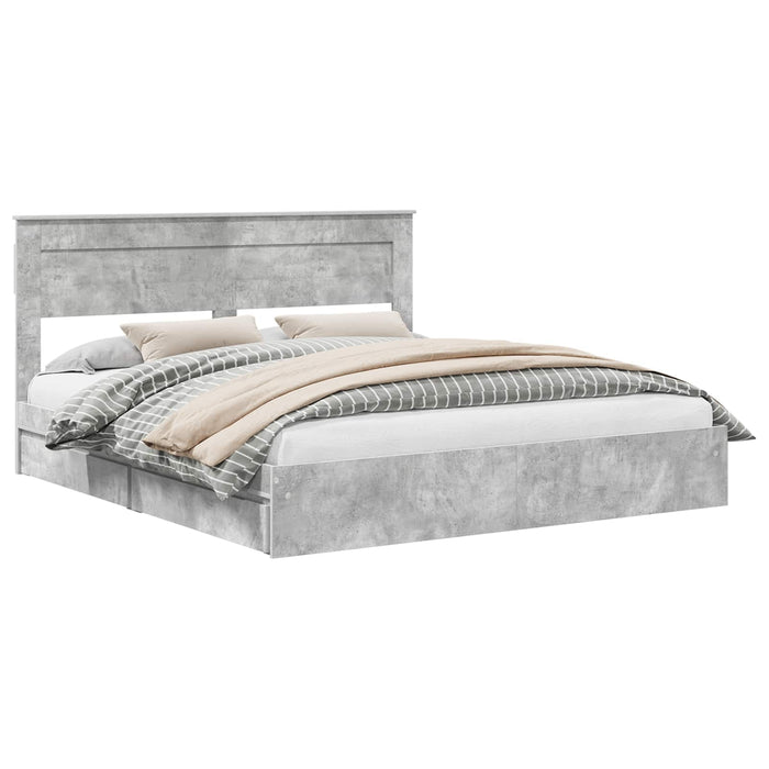 Pat cu storage Gri din beton 200 x 200 cm Lemn compozit - WALTI WALTI
