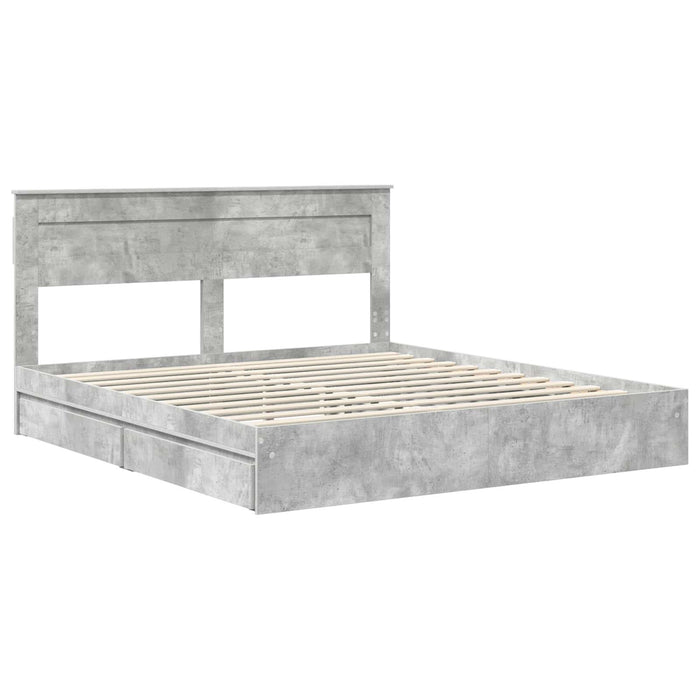 Pat cu storage Gri din beton 200 x 200 cm Lemn compozit - WALTI WALTI