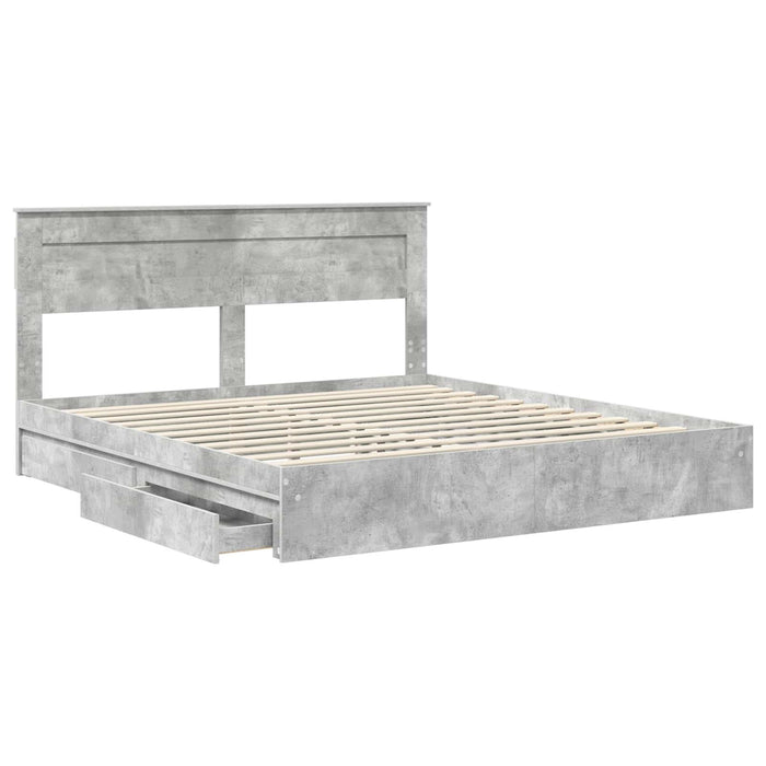 Pat cu storage Gri din beton 200 x 200 cm Lemn compozit - WALTI WALTI