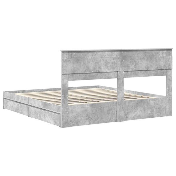 Pat cu storage Gri din beton 200 x 200 cm Lemn compozit - WALTI WALTI