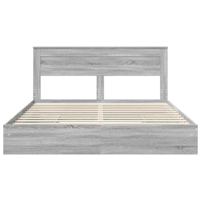 Pat cu storage cu sertar Gri Sonoma 200 x 200 cm Lemn compozit - WALTI WALTI