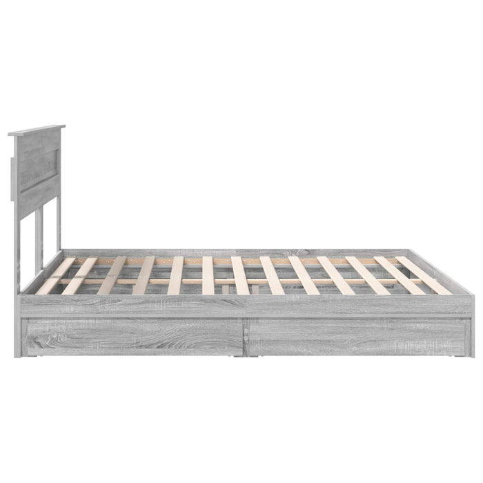 Pat cu storage cu sertar Gri Sonoma 200 x 200 cm Lemn compozit - WALTI WALTI